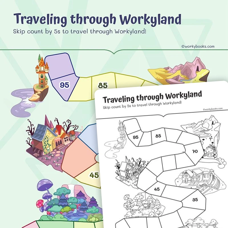 Traveling Through Workyland — math worksheet for Grade 2, page 1 of 3