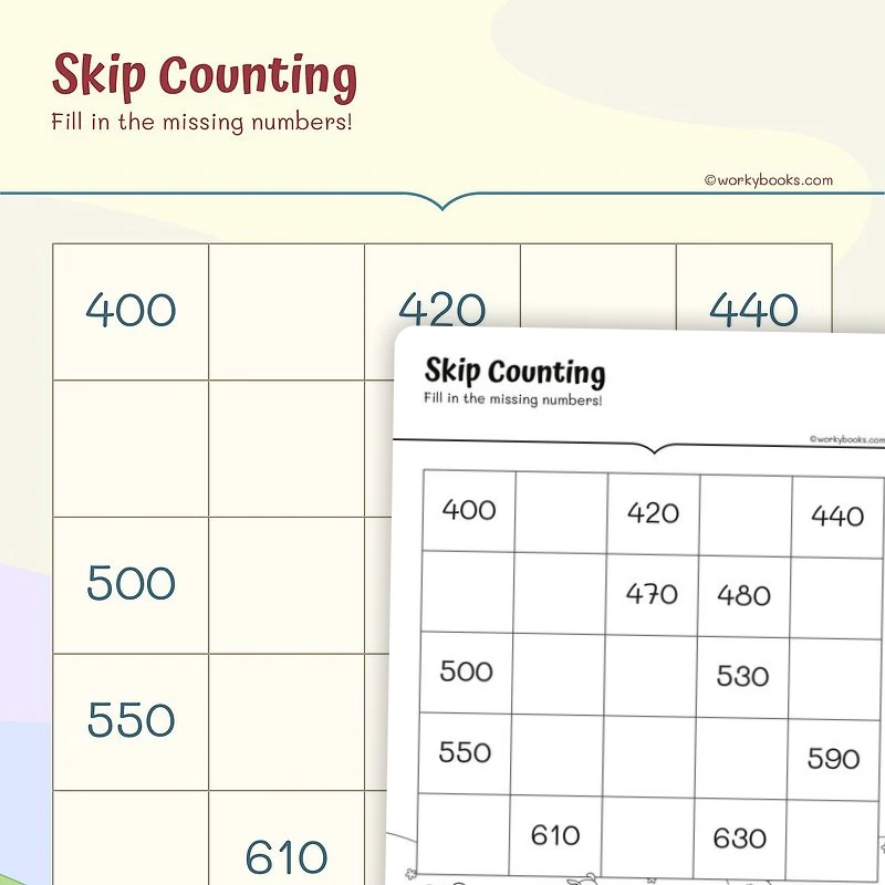 Skip Counting by 10s — math worksheet for Grade 2, page 1 of 3