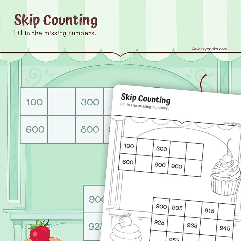 Skip Counting — math worksheet for Grade 2, page 1 of 3