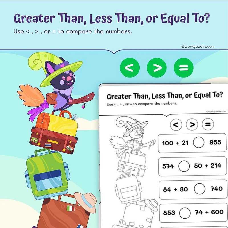 Greater Than, Less Than, Or Equal To? — math worksheet for Grade 2, page 1 of 3