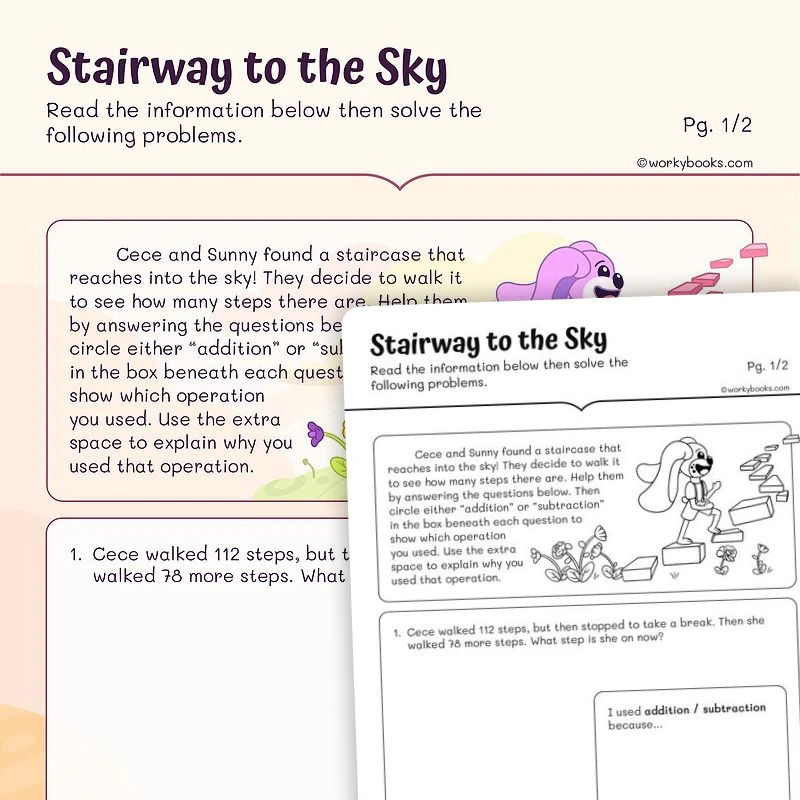 Stairway to the Sky — math worksheet for Grade 2, page 1 of 3