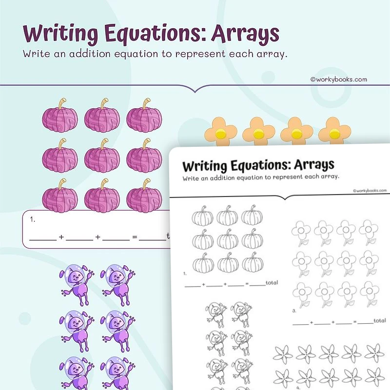 Repeated Addition Arrays — math worksheet for Grade 2, page 1 of 3