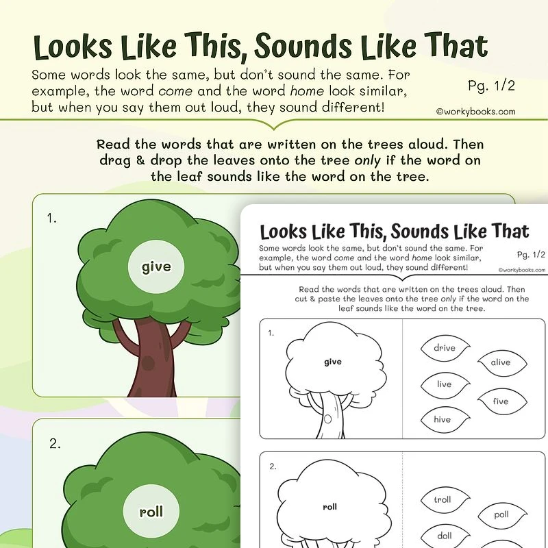 Looks Like This, Sounds Like That — ela worksheet for Grade 2, page 1 of 3