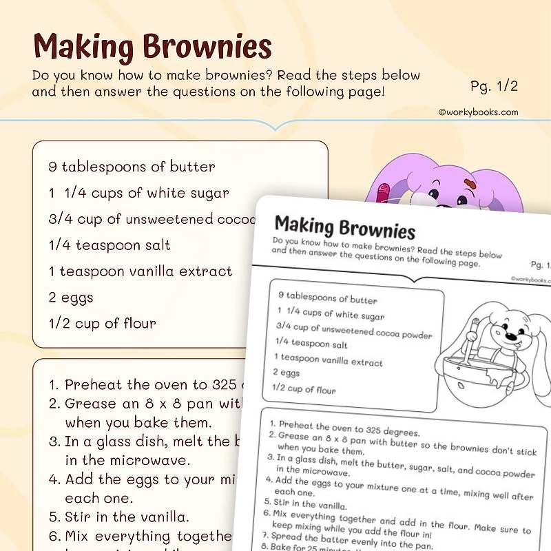 Steps in a Technical Procedure — ela worksheet for Grade 2, page 1 of 3