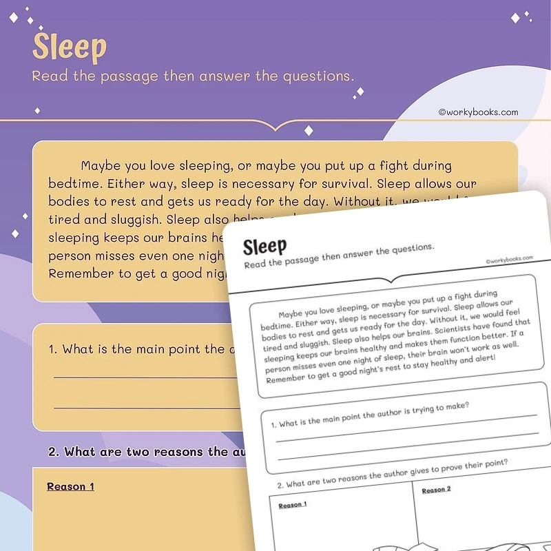 Author's Points and Reasons — ela worksheet for Grade 2, page 1 of 3
