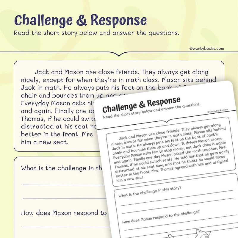 Challenge & Response — ela worksheet for Grade 2, page 1 of 3