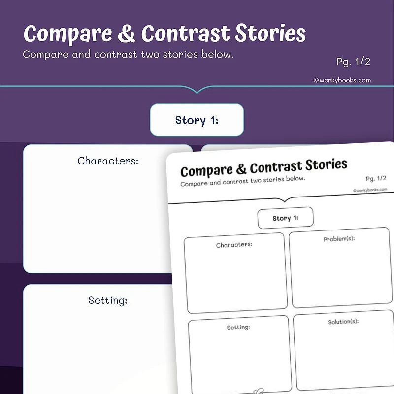 Comparing Stories - Graphic Organizer — ela worksheet for Grade 2, page 1 of 3