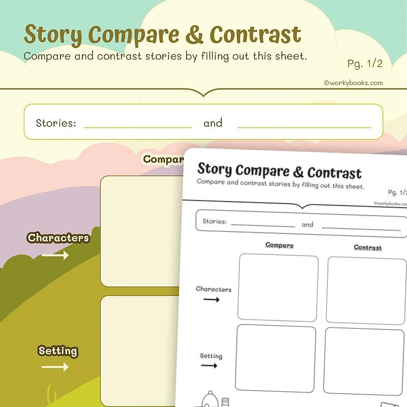 Compare & Contrast Graphic Organizer — ela worksheet for Grade 2, page 1 of 3