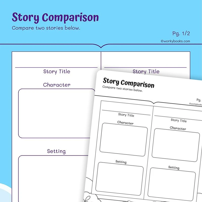 Compare and Contrast Stories Graphic Organizer — ela worksheet for Grade 2, page 1 of 3
