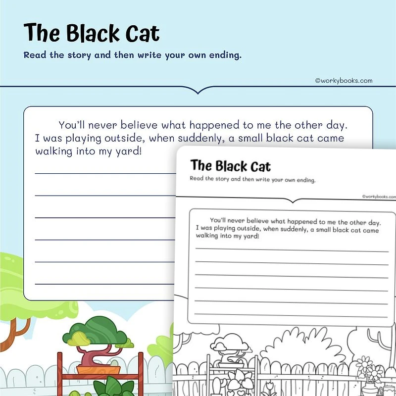 The Black Cat —Writing Imagined Experiences — ela worksheet for Grade 2, page 1 of 3