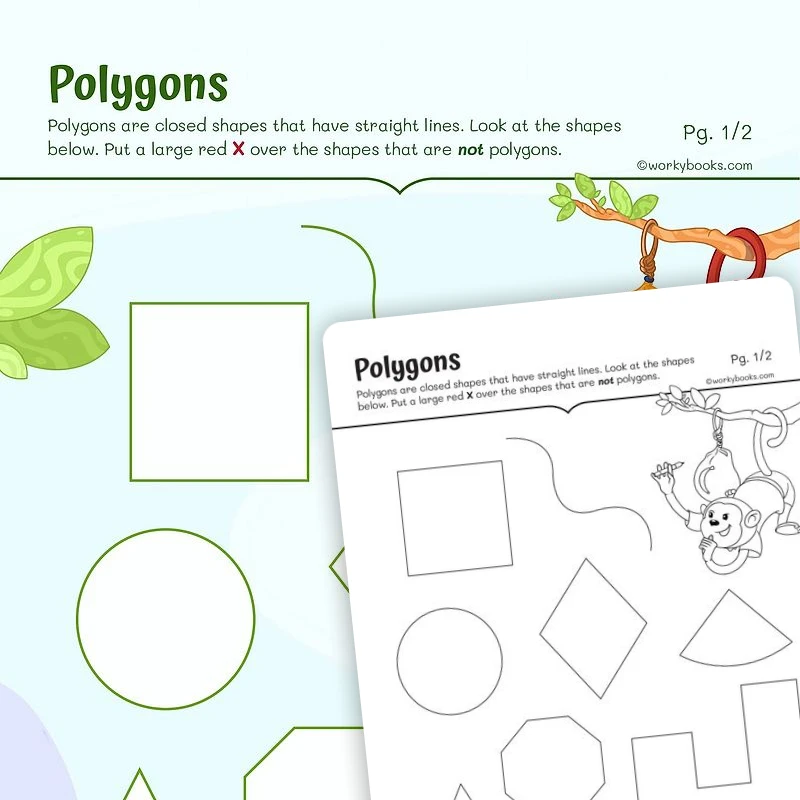 Identifying Polyons — math worksheet for Grade 3, page 1 of 3
