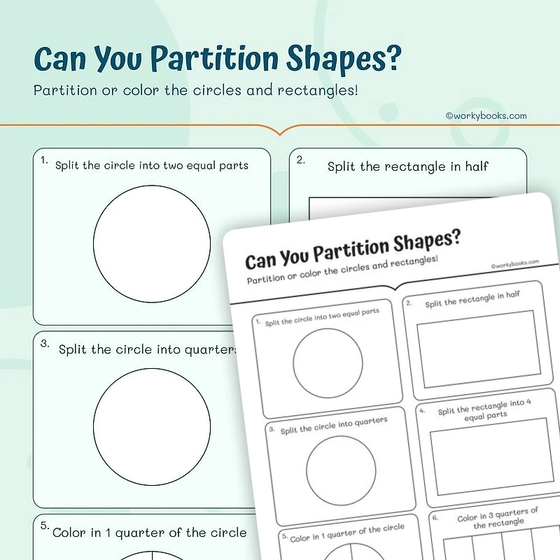 Can You Partition Shapes? — math worksheet for Grade 3, page 1 of 3