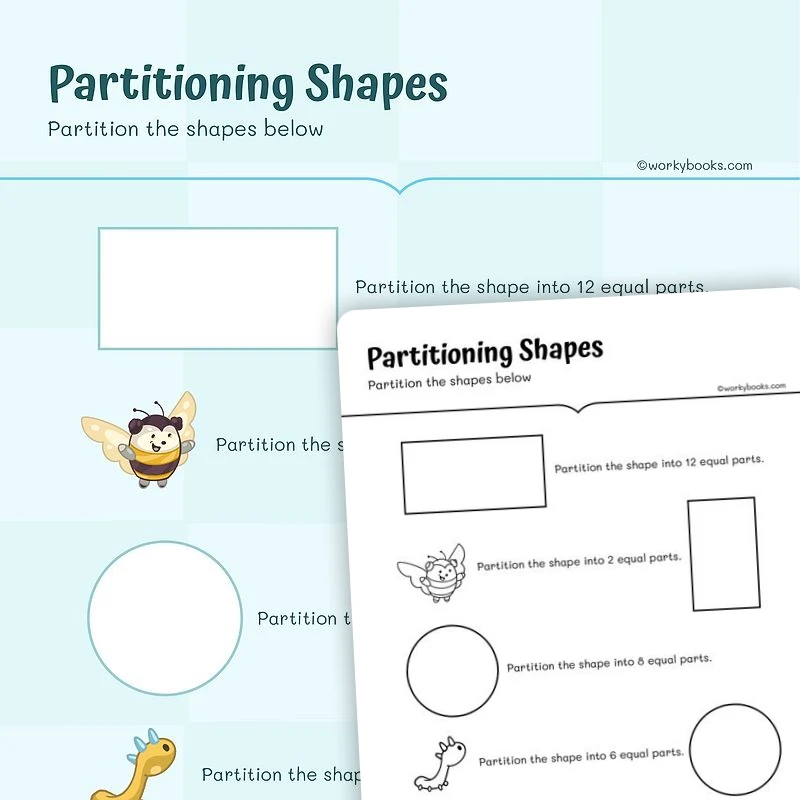 Partitioning Shapes — math worksheet for Grade 3, page 1 of 3