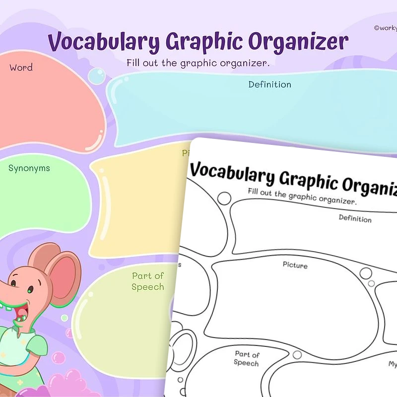 Vocabulary Graphic Organizers — ela worksheet for Grade 2, Grade 3, Grade 4, Grade 5, Grade 6, page 1 of 3