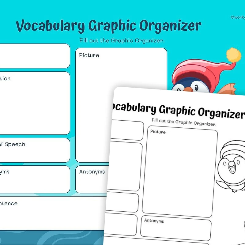 Graphic Organizer for Vocabulary — ela worksheet for Grade 2, Grade 3, Grade 4, Grade 5, Grade 6, page 1 of 3