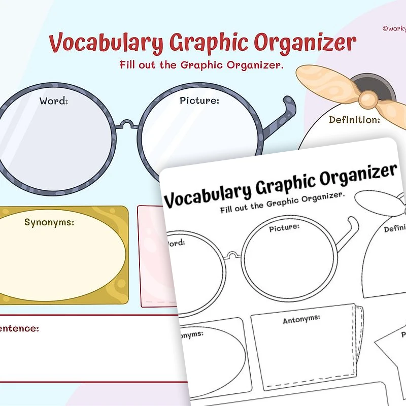 Vocab Organizer — ela worksheet for Grade 2, Grade 3, Grade 4, Grade 5, Grade 6, page 1 of 3