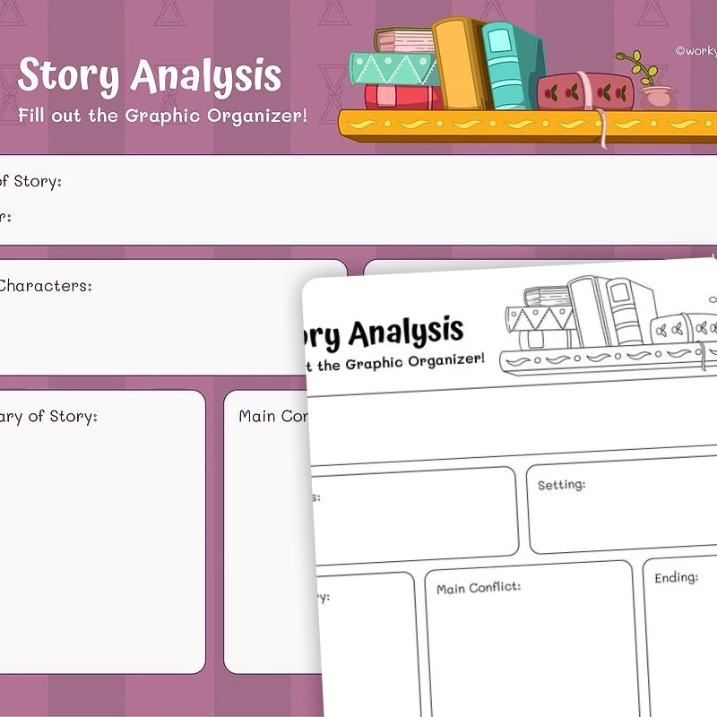 Story Elements Graphic Organizer — ela worksheet for Grade 2, Grade 3, Grade 4, Grade 5, Grade 6, page 1 of 3