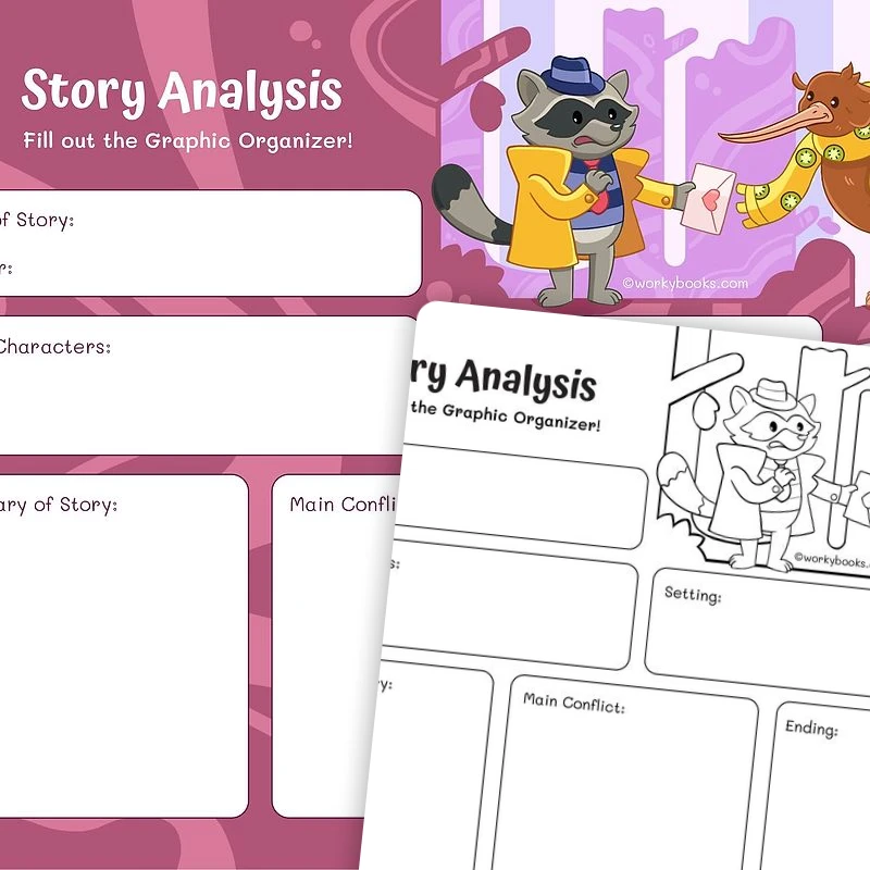 Story Graphic Organizer — ela worksheet for Grade 2, Grade 3, Grade 4, Grade 5, Grade 6, page 1 of 3