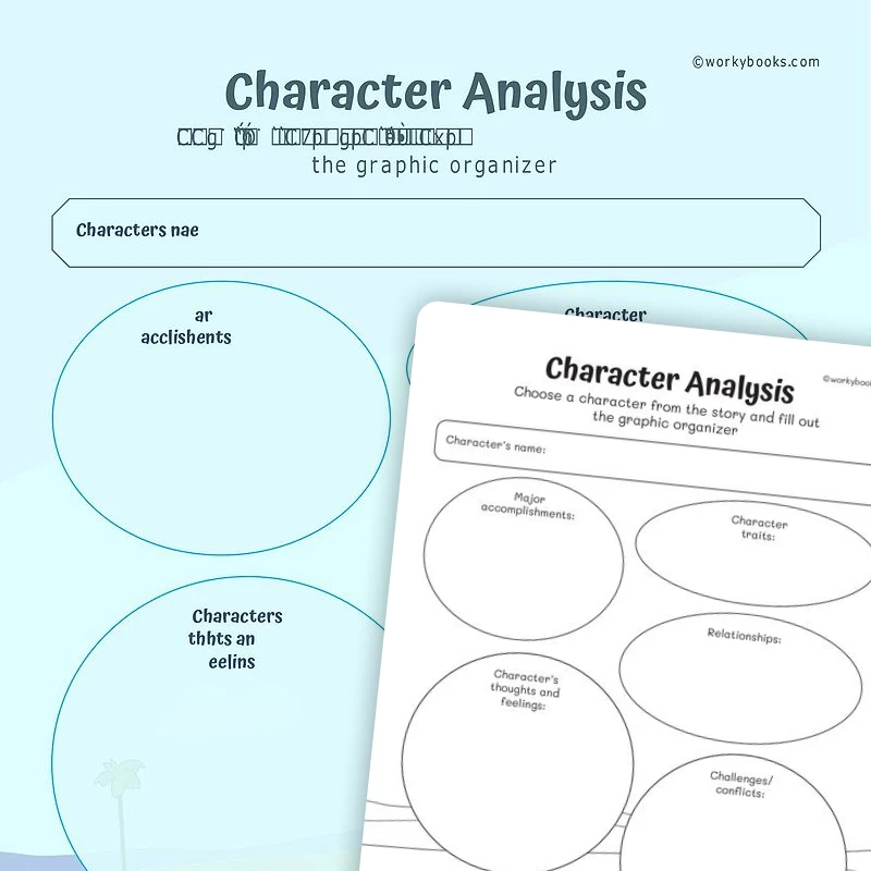 Character Analysis Graphic Organizer - Landscape Format — ela worksheet for Grade 2, Grade 3, Grade 4, Grade 5, Grade 6, page 1 of 3
