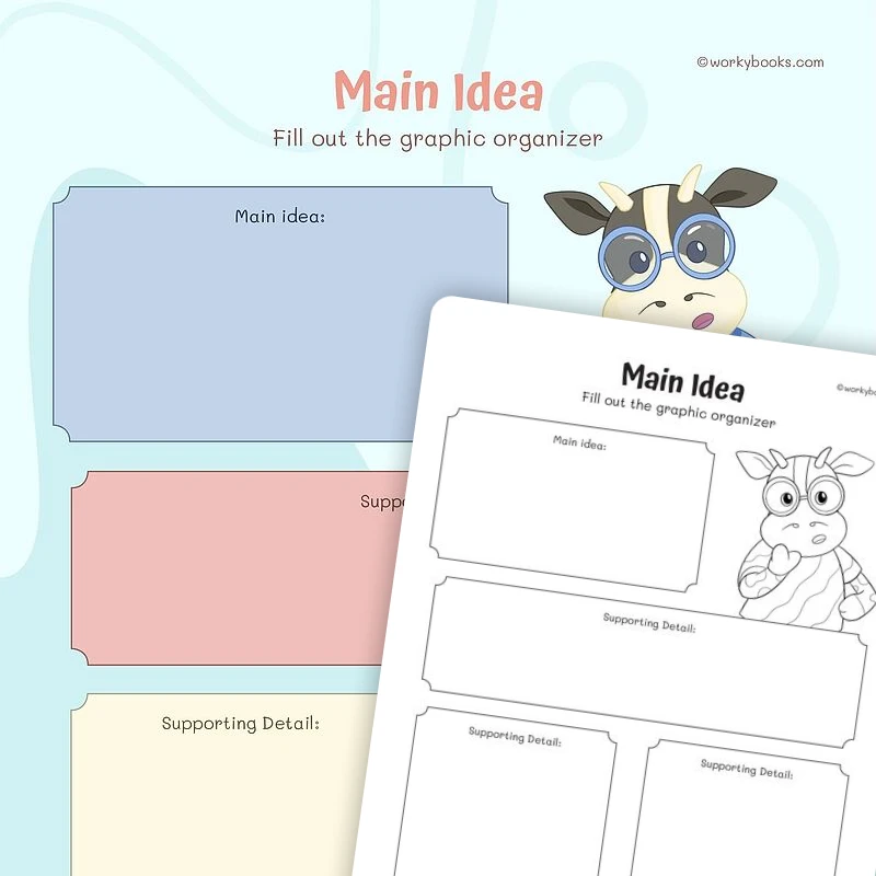 Graphic Organizer for Main Idea — ela worksheet for Grade 2, Grade 3, Grade 4, Grade 5, Grade 6, page 1 of 3