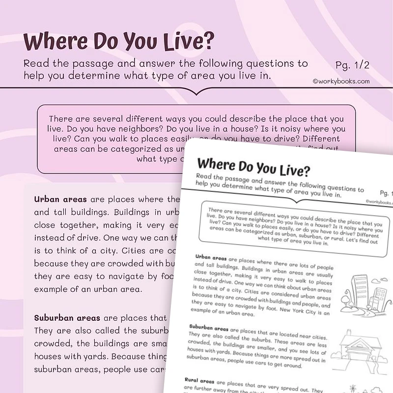 Informational Text—Where Do You Live? — ela worksheet for Grade 3, page 1 of 3