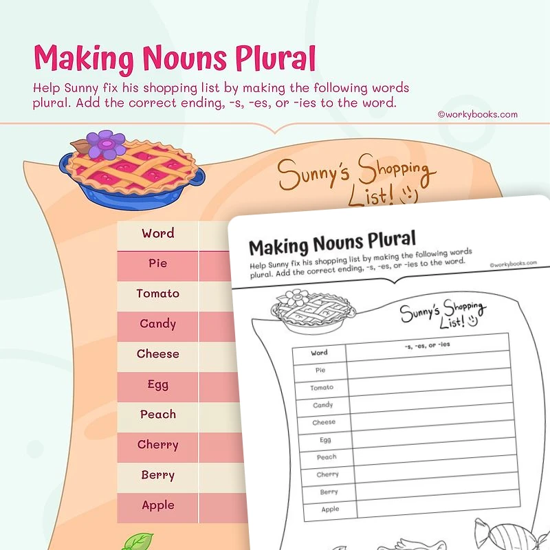 Making Plural Nouns — ela worksheet for Grade 3, page 1 of 3