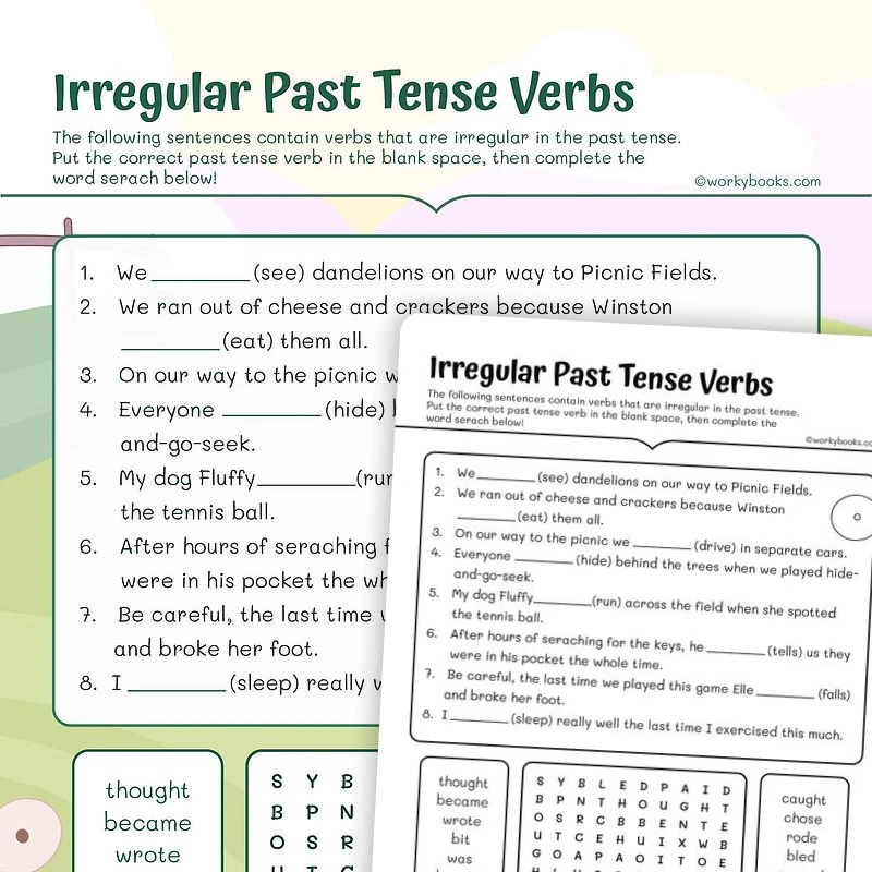 Irregular Verbs Past Tense — ela worksheet for Grade 3, page 1 of 3
