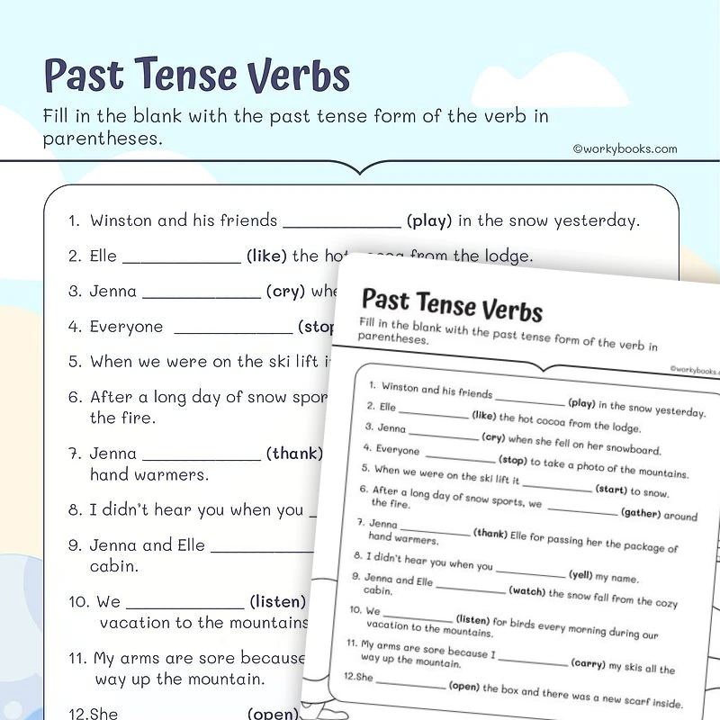 Past Tense Verbs — ela worksheet for Grade 3, page 1 of 3