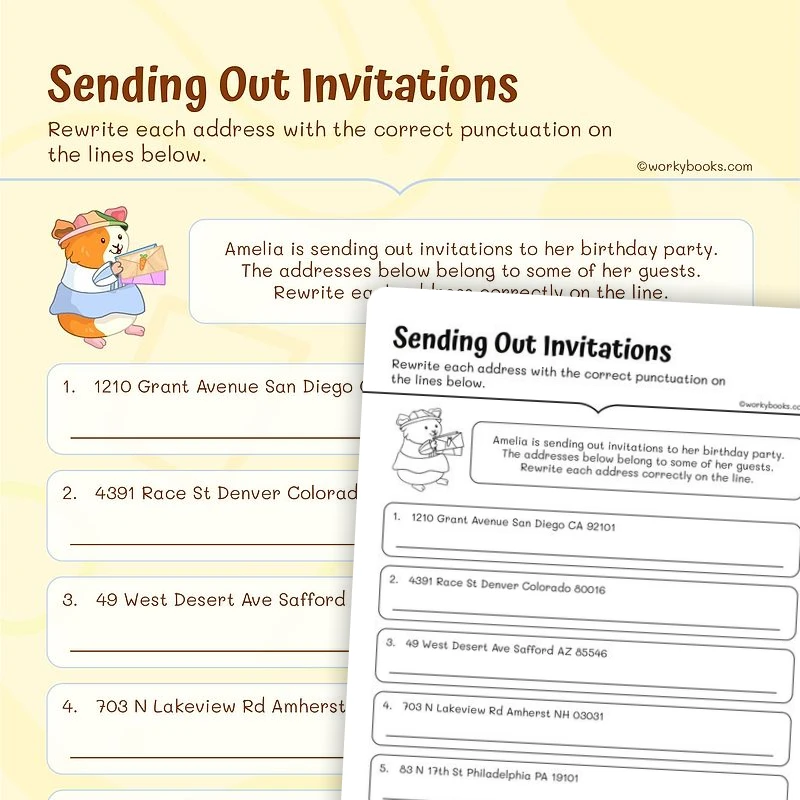 Sending Out Invitations — ela worksheet for Grade 3, page 1 of 3
