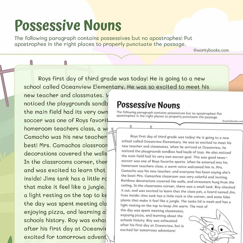 Possessive Nouns Activity — ela worksheet for Grade 3, page 1 of 3