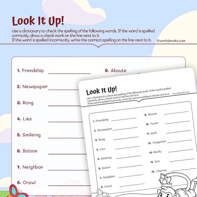 Vocabulary Look It Up! — ela worksheet for Grade 3, page 1 of 3