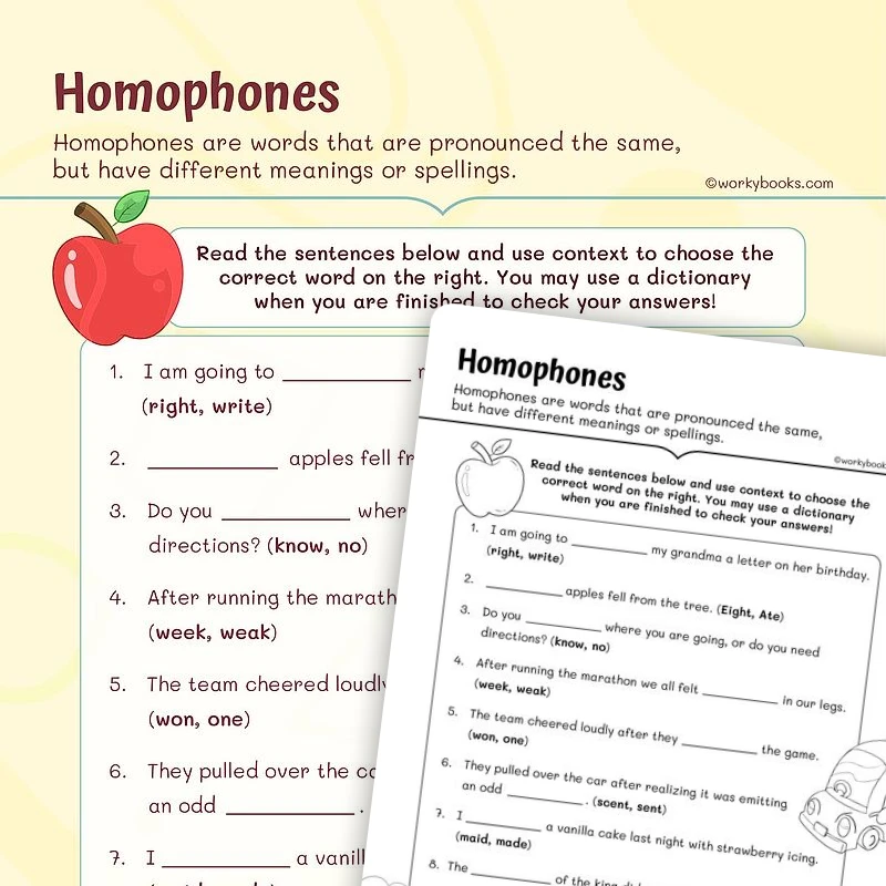 Homophones—Commonly Confused Words — ela worksheet for Grade 3, page 1 of 3