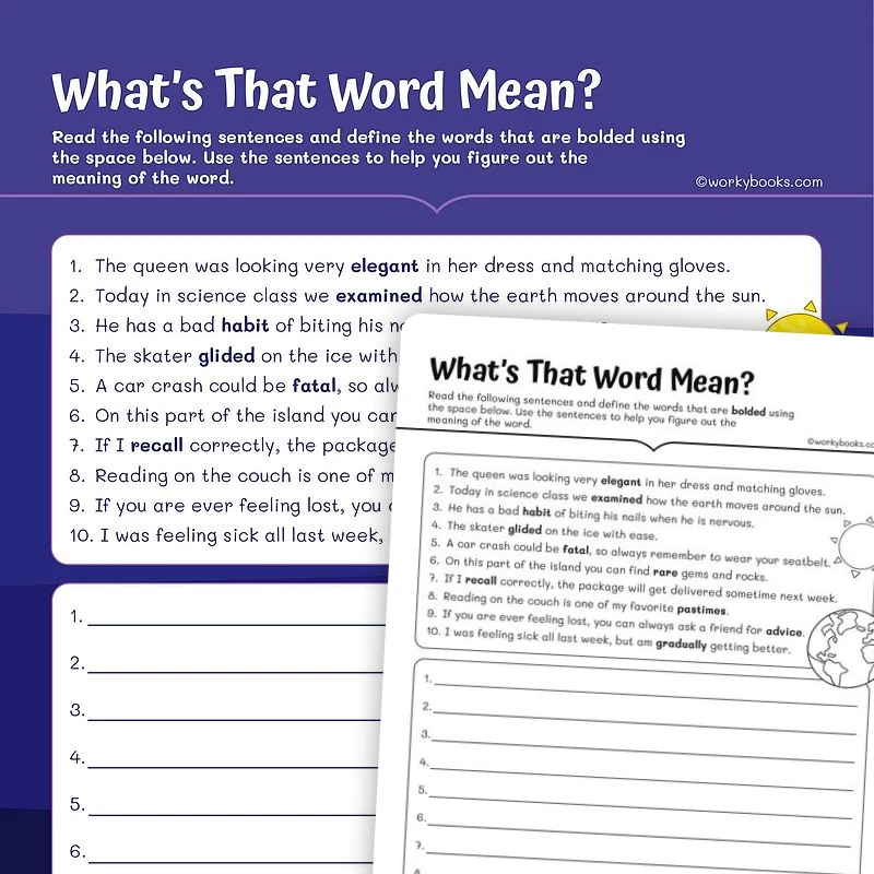 Sentence Level Context Clues — ela worksheet for Grade 3, page 1 of 3