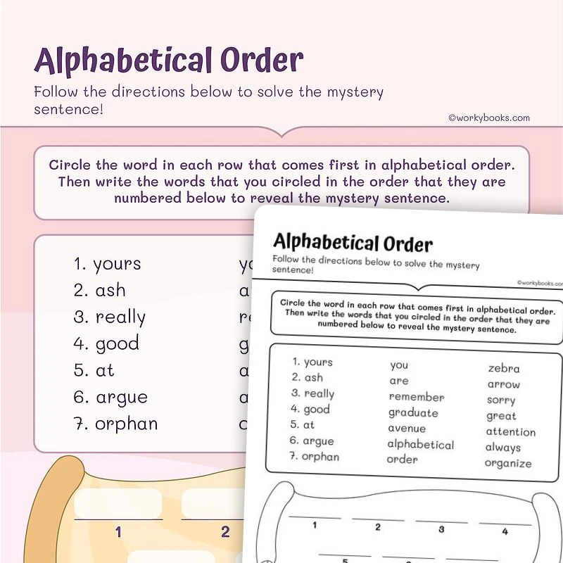 Alphabetical Order — ela worksheet for Grade 3, page 1 of 3