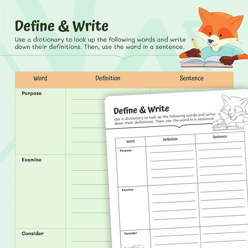 Writing Definitions — ela worksheet for Grade 3, page 1 of 3