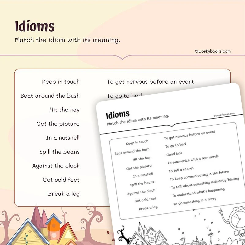 Idioms — ela worksheet for Grade 3, page 1 of 3