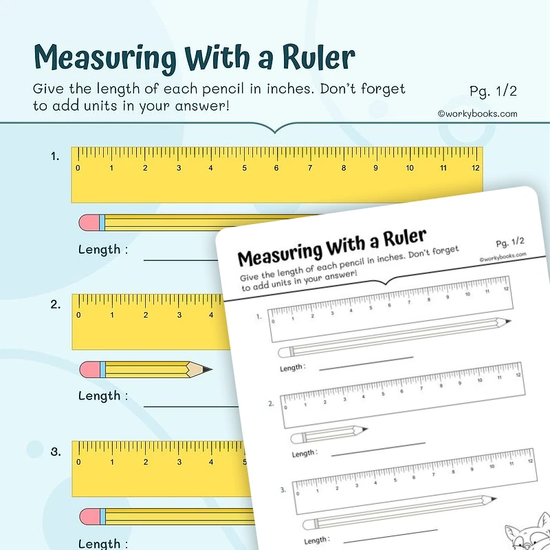 Measuring in Inches — math worksheet for Grade 3, page 1 of 3