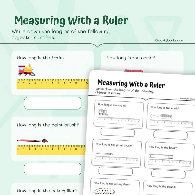 Measuring With A Ruler in Inches — math worksheet for Grade 3, page 1 of 3