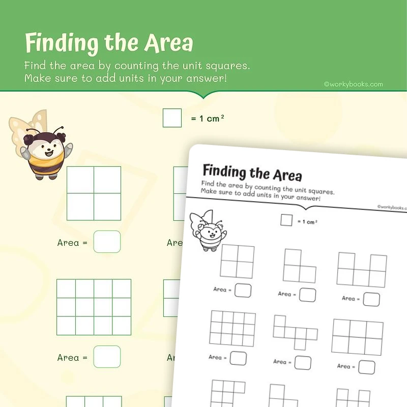 Finding the Area — math worksheet for Grade 3, page 1 of 3