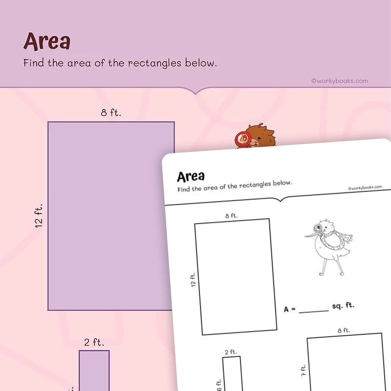 Multiply Side Lengths to Find Areas — math worksheet for Grade 3, page 1 of 3