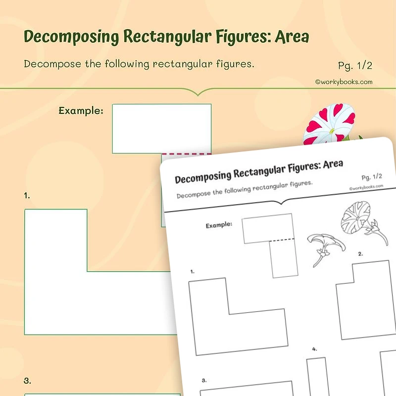 Decomposing Rectangular Figures: Area — math worksheet for Grade 3, page 1 of 3