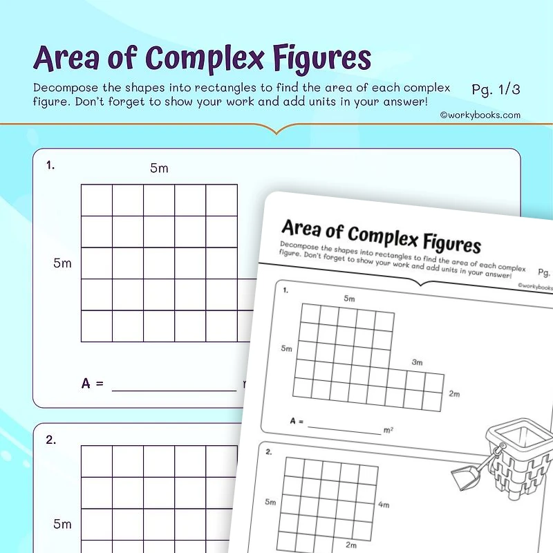 Area of Rectilinear Figure — math worksheet for Grade 3, page 1 of 3