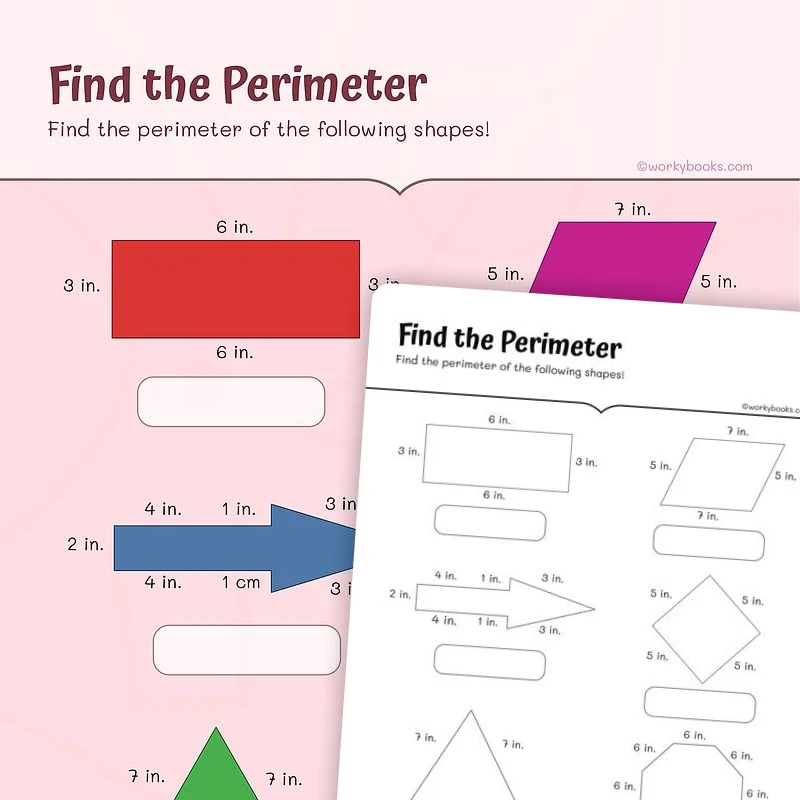 Finding the Perimeter of Shapes — math worksheet for Grade 3, page 1 of 3