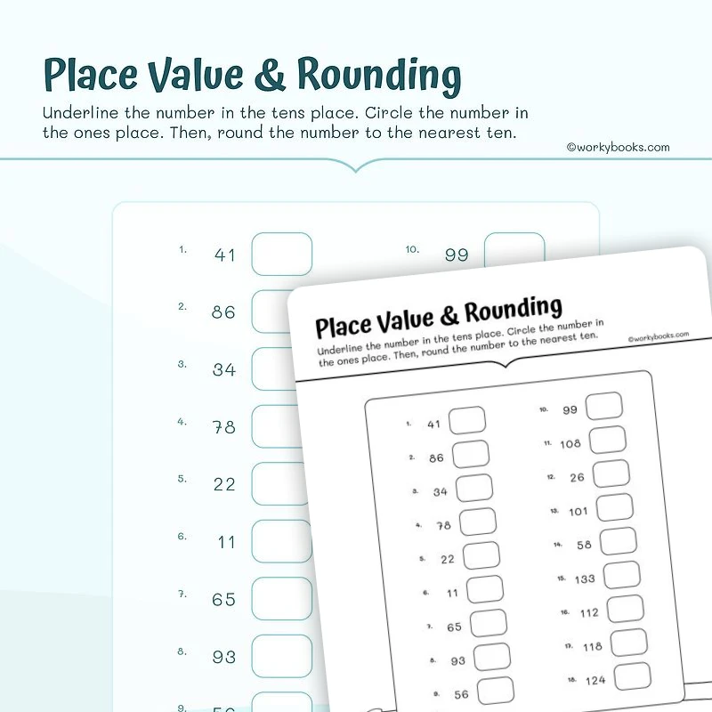 Place Value & Rounding — math worksheet for Grade 3, page 1 of 3