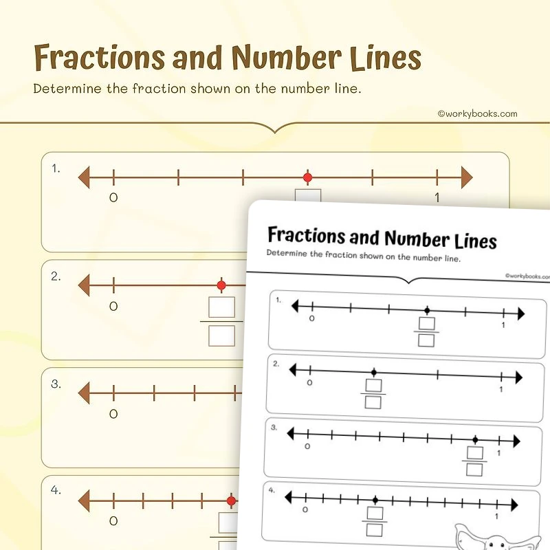 Fractions on Number Lines — math worksheet for Grade 3, page 1 of 3