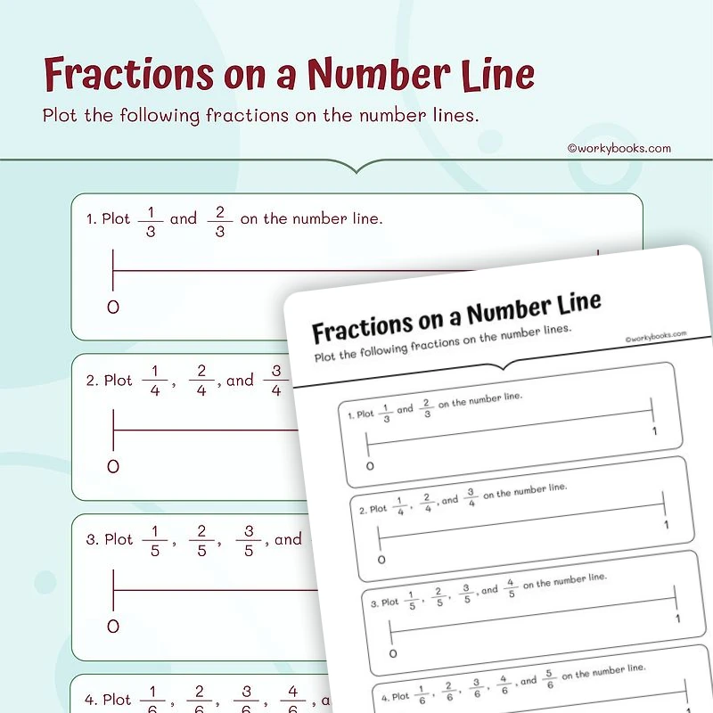 Plotting Fractions — math worksheet for Grade 3, page 1 of 3