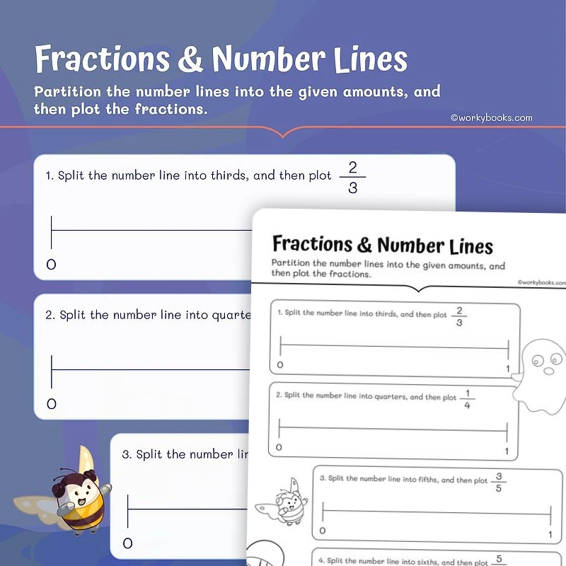 Fractions and Number Lines — math worksheet for Grade 3, page 1 of 3