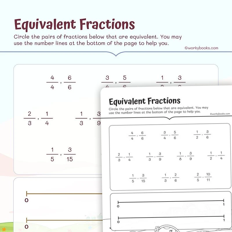 Equivalent Fraction Resource — math worksheet for Grade 3, page 1 of 3