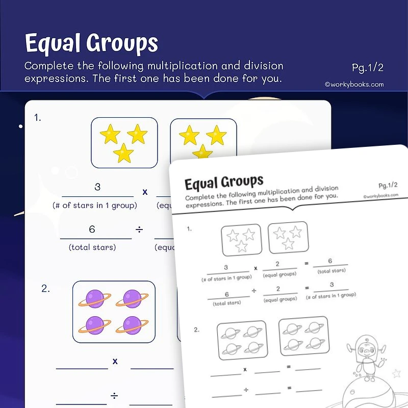 Equal Groups — math worksheet for Grade 3, page 1 of 3