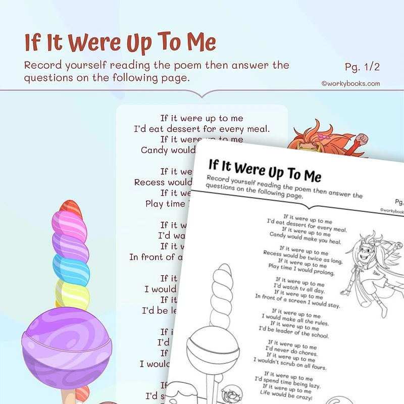 If It Were Up To Me—Poem — ela worksheet for Grade 3, page 1 of 3